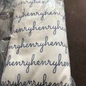 Henry Script White and Blue Blanket